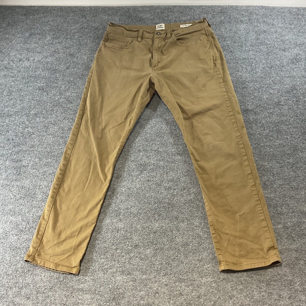 Flint and Tinder 365 Tapered Fit Pants Mens 32x30 Dark Tan Khaki Chino Trousers